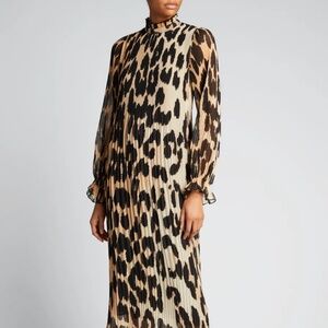 NWT Ganni Pleated Georgette Dress